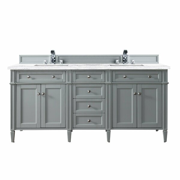 James Martin Vanities Brittany 72in Double Vanity, Urban Gray w/ 3 CM Arctic Fall Solid Surface Top 650-V72-UGR-3AF